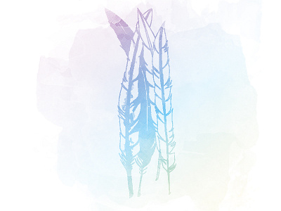 Feathers illustration bird feather gradient illustration watercolour