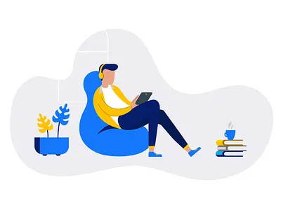 Creating Ideas beanbag bright colour combinations cool ideas person sitting tablet trending illustration visual identity working
