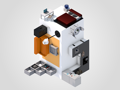 Apartment ? architect cartoon cinema4d graphicdesign illustrate illustration interior isometric lowpoly modelling