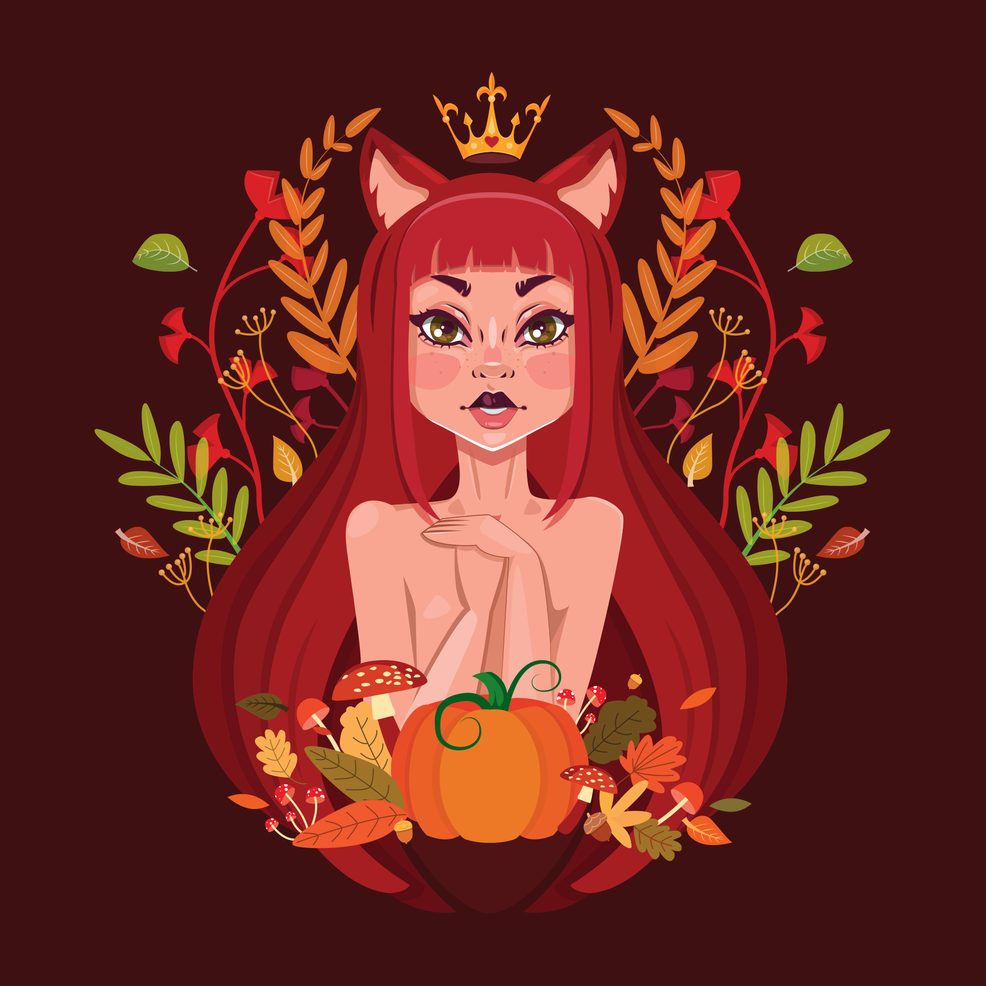 Autumn Spirit autumn autumn vibes crown forest spirit leaves magical girl mushrooms pumpkin