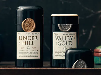 Design for New Kickstarter classic deodorant design gold kickstarter label packaging product seal silver wax