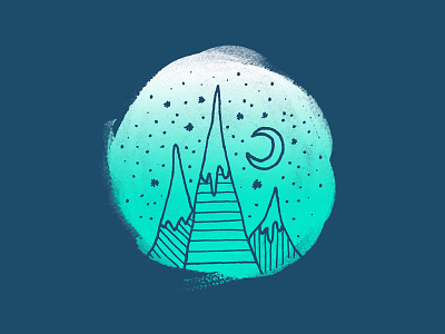 Gnome Mountains hand drawn landscape moon mountain mountains nature stars