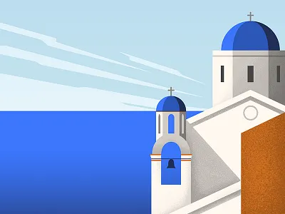 Greek scene greece greek illustration landscape scene sea travel vector