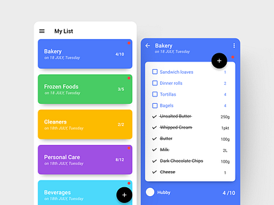 Shoppinglist App app colors design items list shopping list todo ui