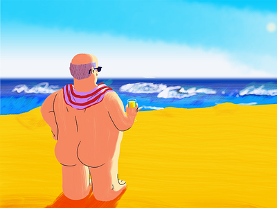 Beach Bum beach bum illustration illustrator ocean photoshop solstice summer yellow