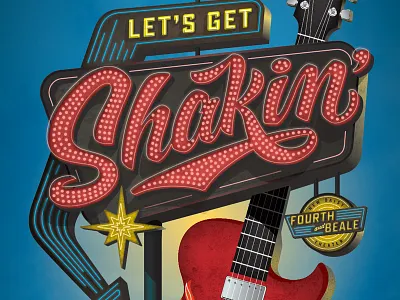 Memphis Travel Poster illustration lettering mcvb memphis neon sign retro typography vintage