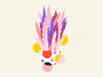 Pattern Plant color block illustration pattern plant polka dots procreate