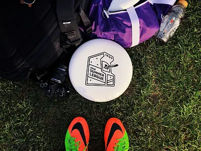 Ultimate Frisbee Summer League Logo - Game Disc 80s arcade branding cleats disc frisbee logo sporting sports ultimate vintage