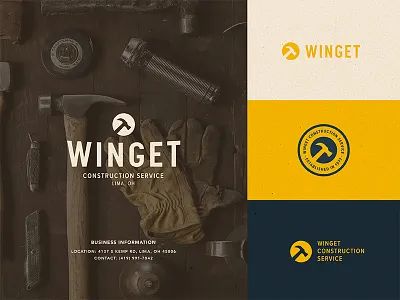 Winget Construction Service brand branding construction hammer logo neat service tools