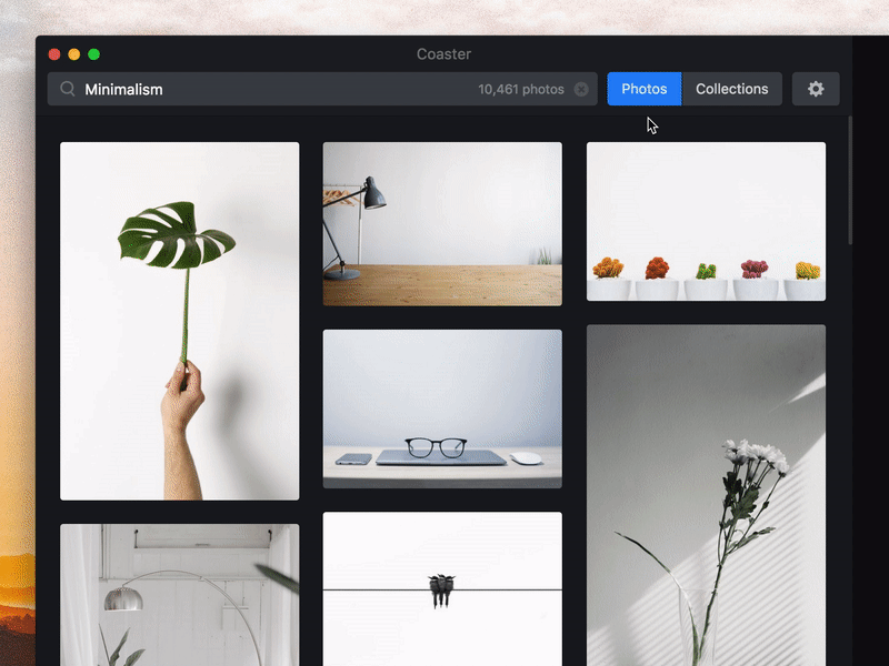 Collections in Coaster coaster collection desktop mac tabs ui unsplash