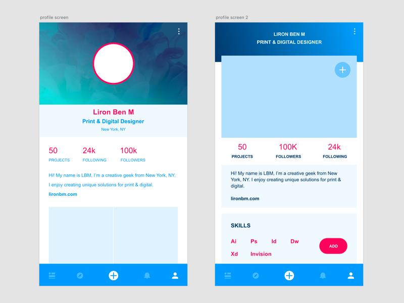 Profile UI Design by Liron Ben-Moshe on Dribbble