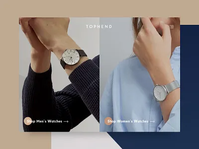Tophend - Landing Page e commerce homepage interface landing page minimal ui ux watches web design