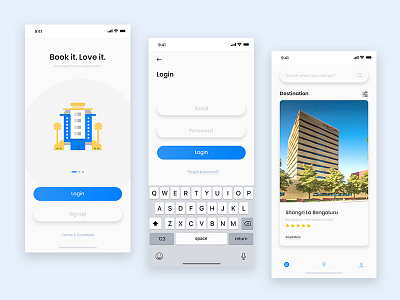 Hotel booking app app book booking creative designer99studio find hotel login minimal ui ux