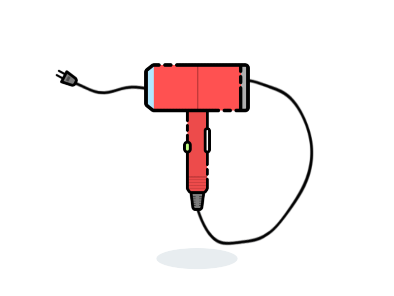 Hair dryer animation app dryer dyson gif hair plug ui ux