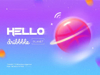 Hello Dribbble! blue planet purple
