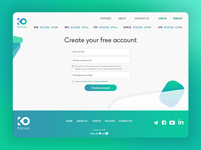 Koinout - SignUp Page Design cryptocurrency design exchange interaction landing page sign up signup ui ux website