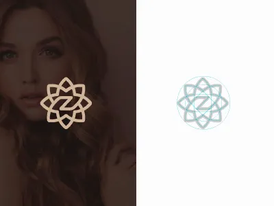 logo Zen flower + zen brand design gradient letter logotype minimal monogram z