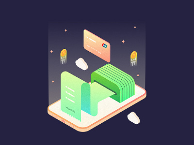 Financial App Illustration 2 color financial icon illustration