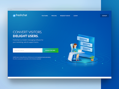 Landingpage blue freshchat isometric kabilansa landingpage