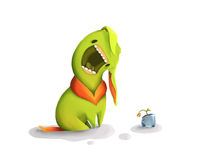Go green animal character color cute design flower gradient green illustration kids smile vegan