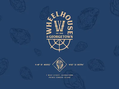 Wheelhouse Branding v2 blue branding canada logo nautical ocean oysters pei restaurant rustic ship