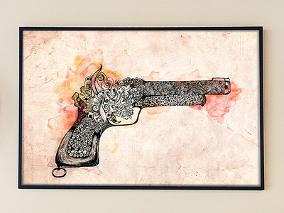 New Gun free hand drawing illustration photoshop
