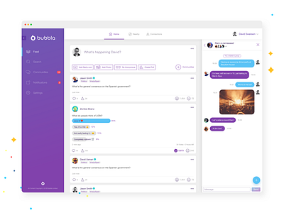 Anonymous Web Platform app branding chat clean purple ui ux vote web web app web platform white