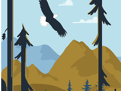 Soaring adventure bird discover explore illustration landscape mountain nature retro sky vintage