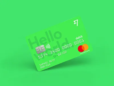 Hello world. borderless card cash debit fintech green hello mastercard more green in your pocket spend transferwise world