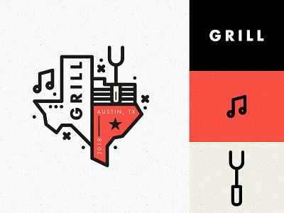 Grill austin bbq branding freelance illustration logo music texas type usa