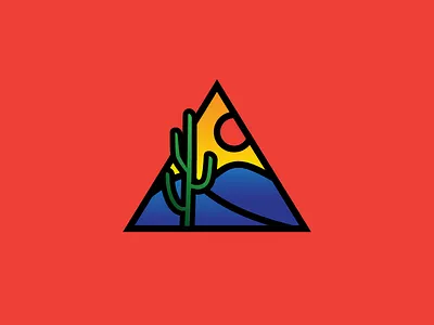 Fiery Desert Sunset cactus desert design dunes illustration logo sticker sunset symbol