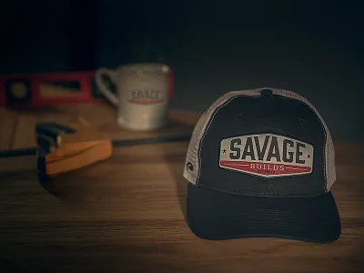 Savage Builds brand branding hat iconic logo logotype nostalgia sign vintage
