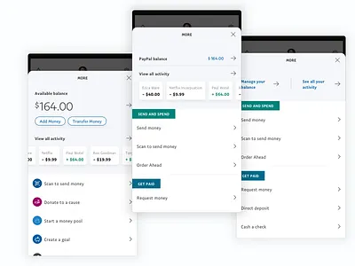 More menu explorations app design ui wip
