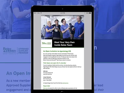 Better Homes and Gardens Approved Supplier Program HTML email agentology better homes and gardens bhg campaign email hq html ipad mockup real estate tablet