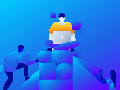 Premier Support character gradient help illustration person shapes support