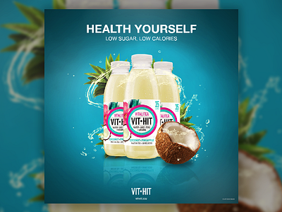 Vit Hit Vitalitea Advertisement ad advert advertising branding bright colour design drink manipulation portfolio poster ui