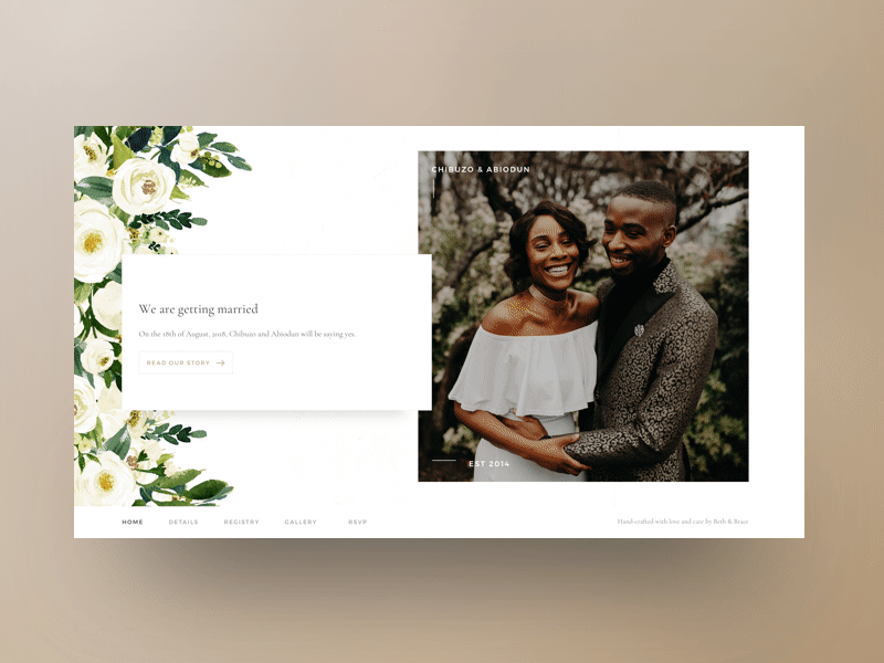 Wedding Website anim gif grid homepage interaction interface minimal motion ui ux wedding