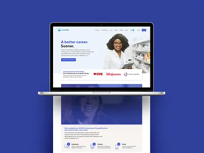 MedCerts Homepage blue homepage layout redesign web website