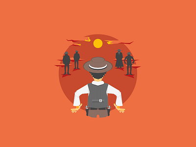 Standoff bad guys bandits clouds hat sheriff standoff sunset west western wild