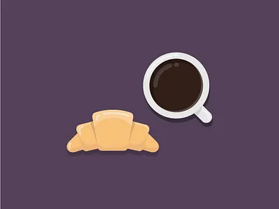 Coffe and croissant bakery breakfast coffee croissant flat icon iconography illustration vector