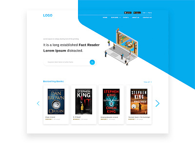 Books Online Library books homepage illustration landingpage library online shopping ui ux website