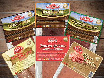 Labels for vacuum sliced meat brand branding label meat package packaging