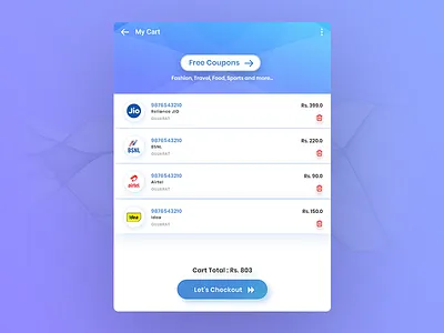 Recharge List free coupons recharge list recharge ui design
