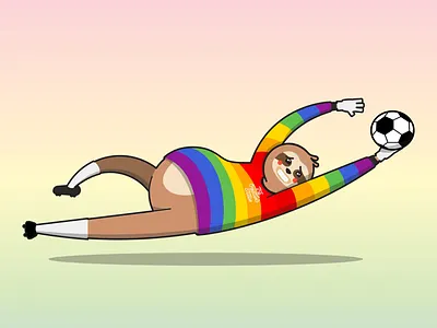June Studio Sloth character flat illustration pride sloth soccer world cup