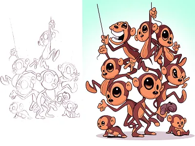 Dribbble cartoon concept illustrator monkey vector
