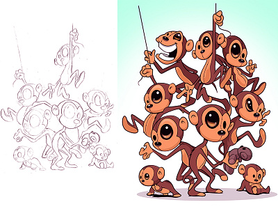 Dribbble cartoon concept illustrator monkey vector