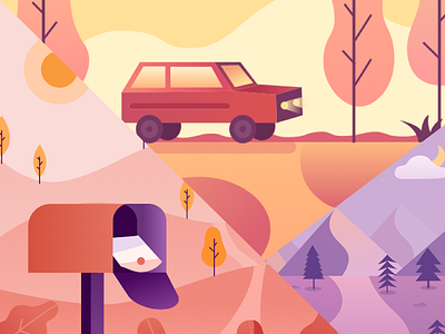 scenery illustration car graphic illustration scenery ui