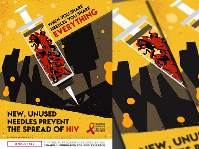 CANFAR aids art blood campaign disease graphic hand hiv illustration needle poster prevent