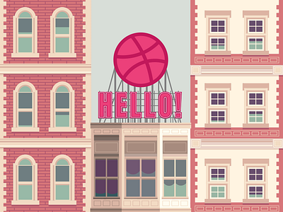 Hello Dribbble! architecture building city debut dribbble hello