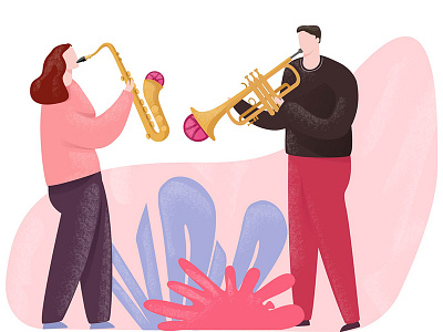 2 Dribbble Invites character design illustration invite jazz music plants song